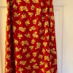 Josephine Chaus Red and Cream A-Line Silk Skirt